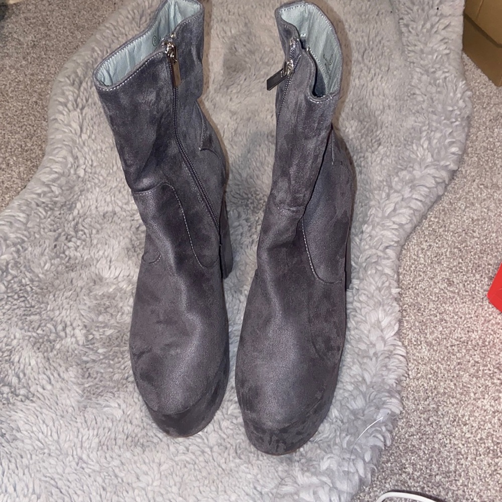 Faux Suede Round Toe Above Ankle Booties